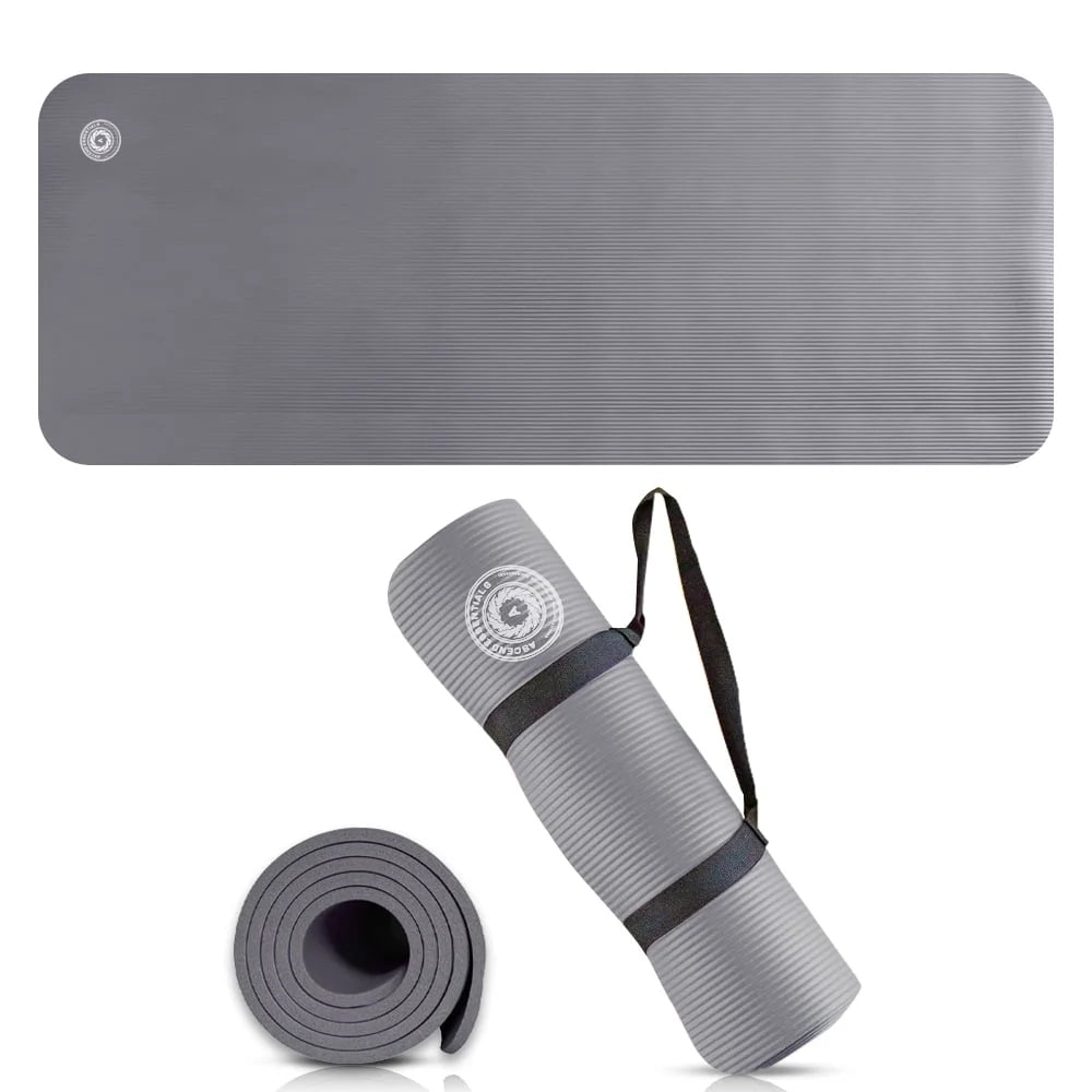 10mm Yoga Mat – Non-Slip Pilates & Fitness Mat with Carry Strap