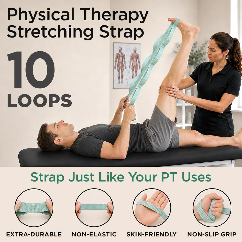 Stretching Strap with 10 Loops – Physical Therapy & Rehab Exercise