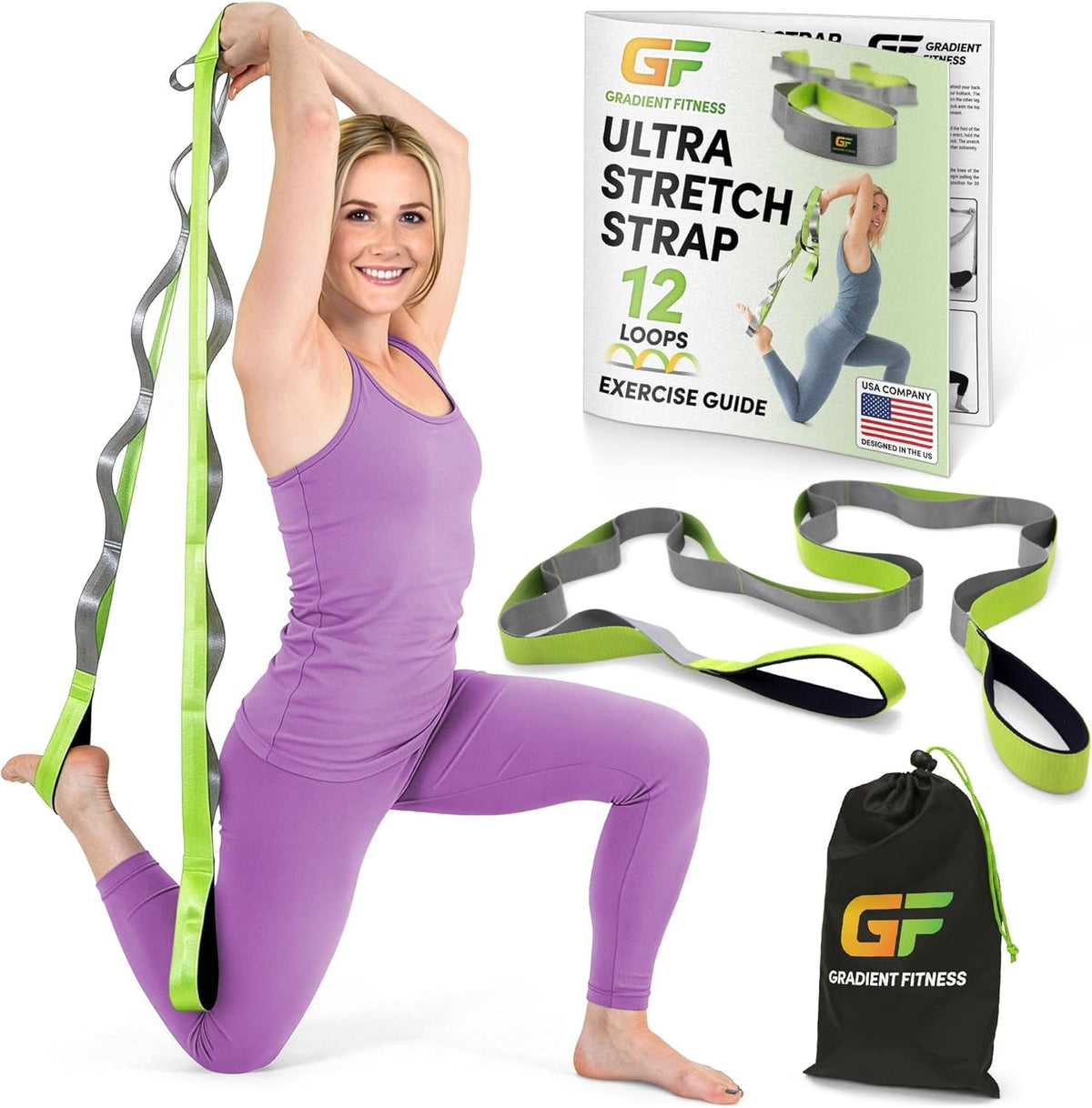 Physical Therapy Stretch Strap – 12 Loops, 1.5-Inch Wide