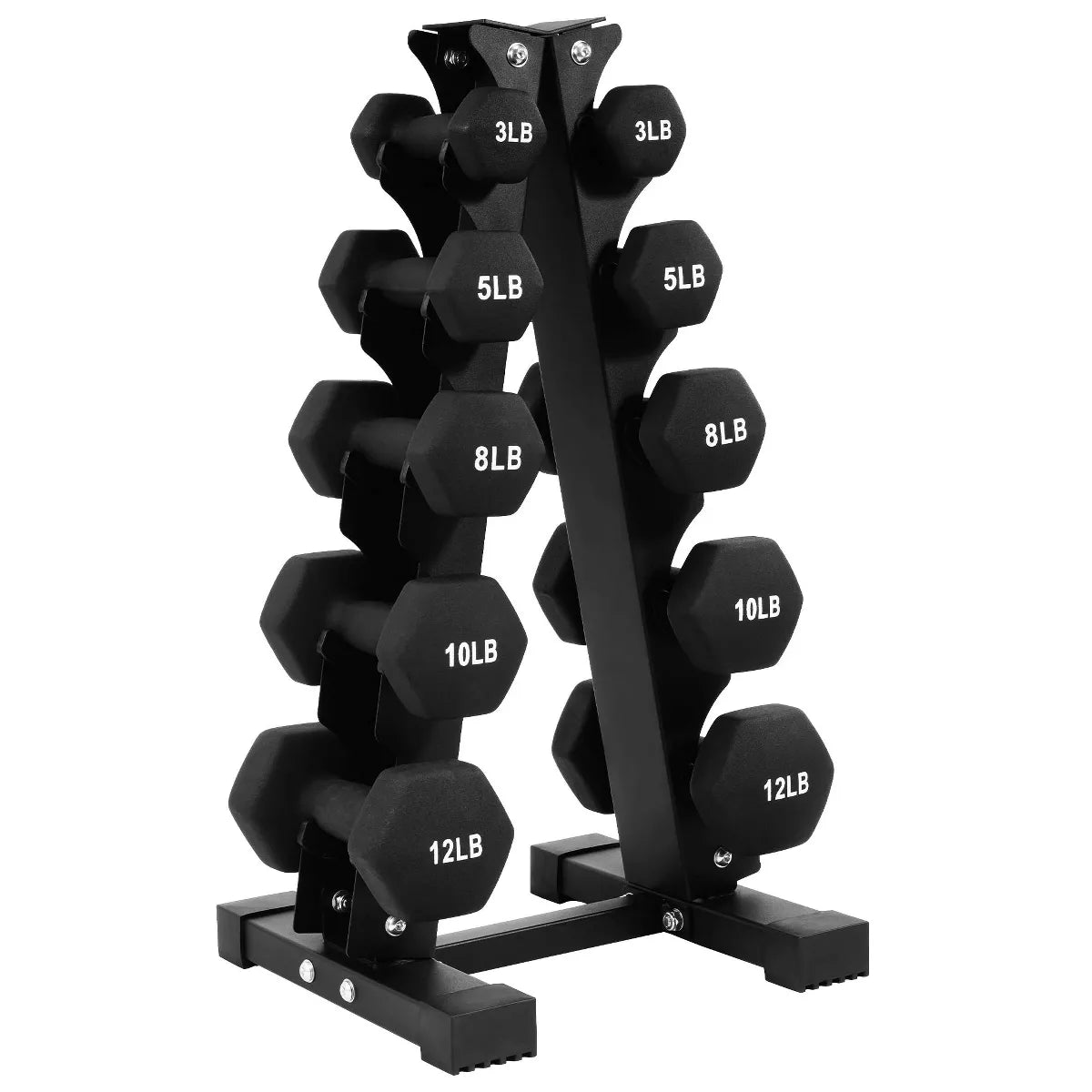 BalanceFrom 110LB Neoprene Dumbbell Set with Stand – 10 Pairs