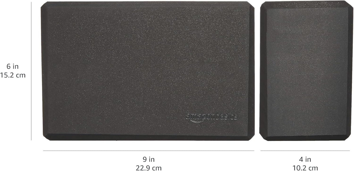 Non-Slip Yoga Blocks Set of 2 – 4×9×6" Black EVA Foam