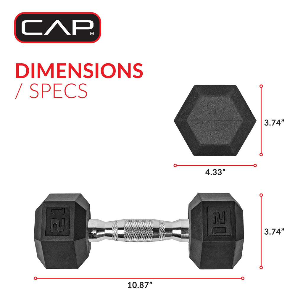 12LB Coated Rubber Hex Dumbbell Pair – Ergonomic Steel Handle