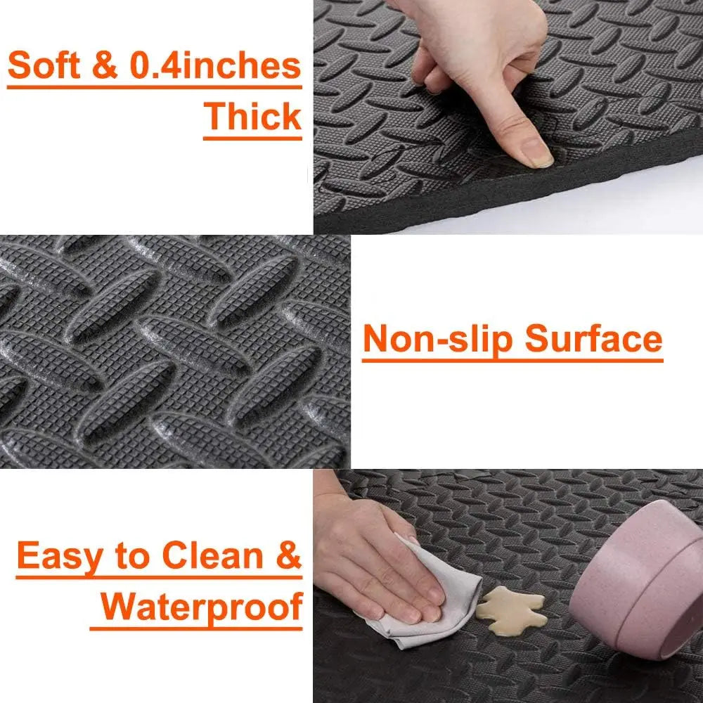 EVA Puzzle Fitness Mat – Interlocking Non-Slip Foam Floor Tiles