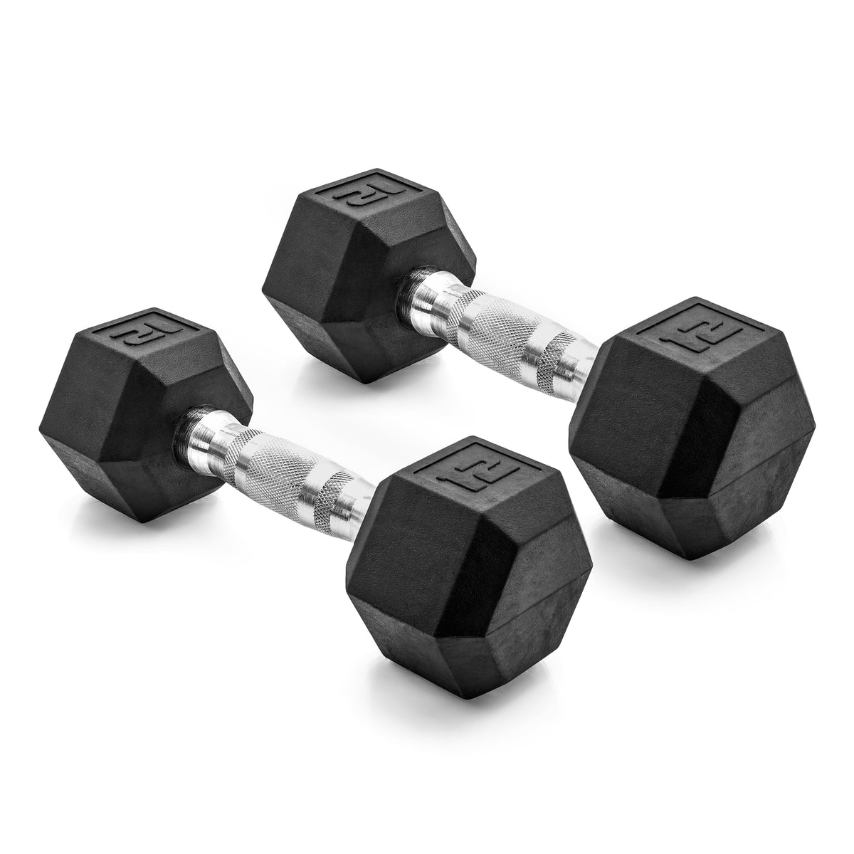 12LB Coated Rubber Hex Dumbbell Pair – Ergonomic Steel Handle