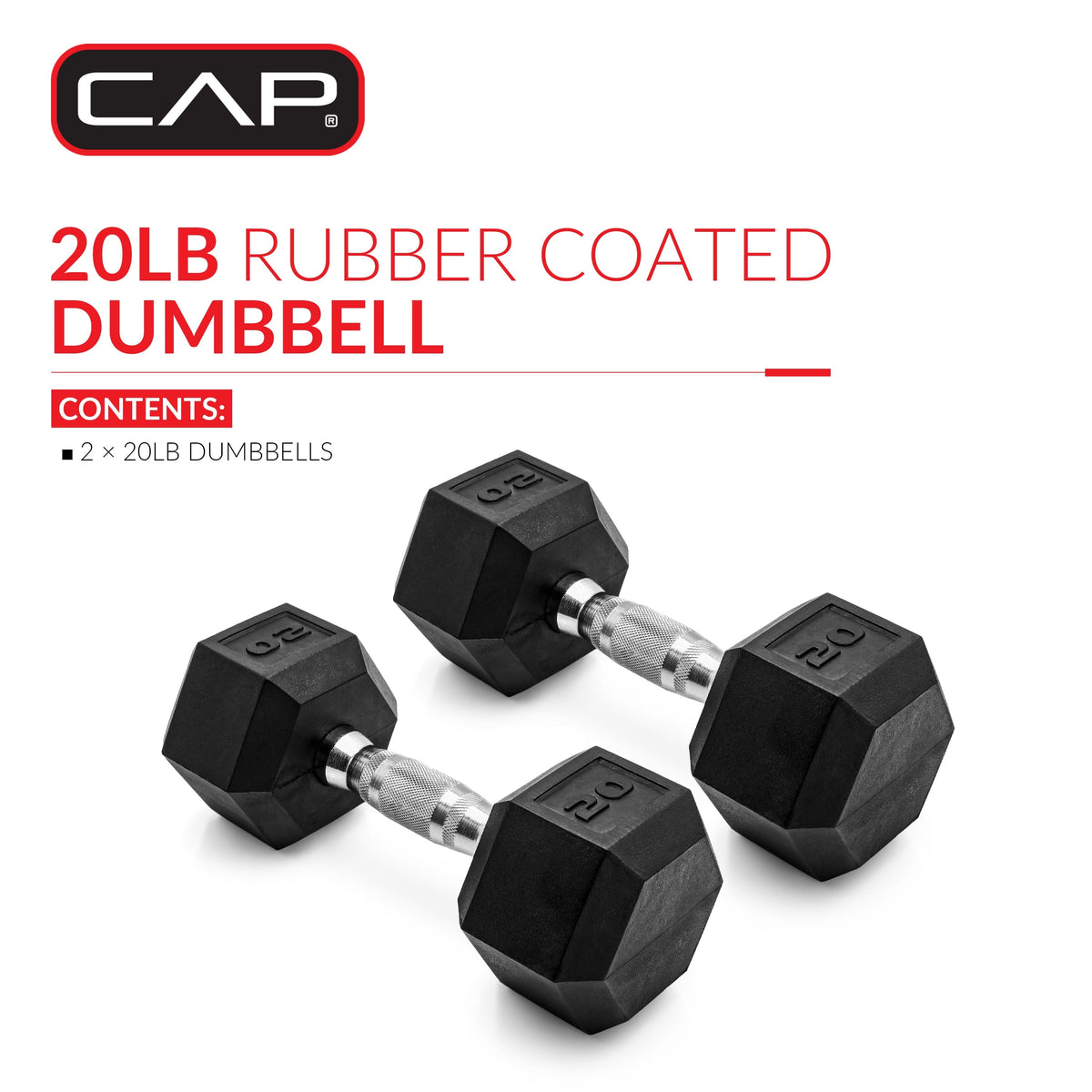 12LB Coated Rubber Hex Dumbbell Pair – Ergonomic Steel Handle