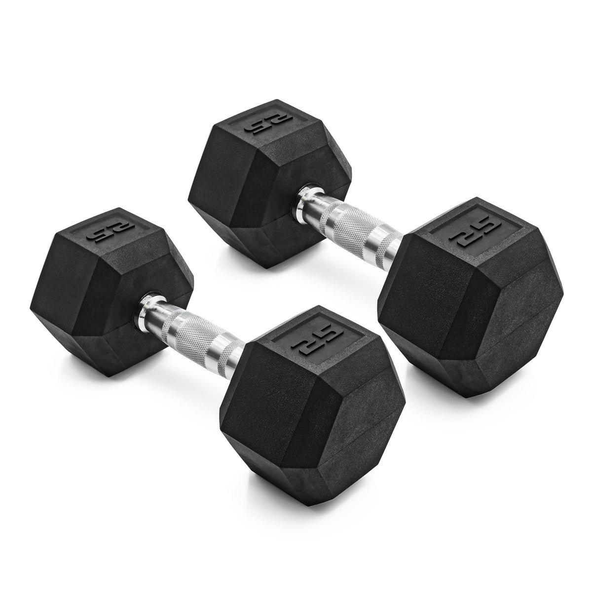12LB Coated Rubber Hex Dumbbell Pair – Ergonomic Steel Handle