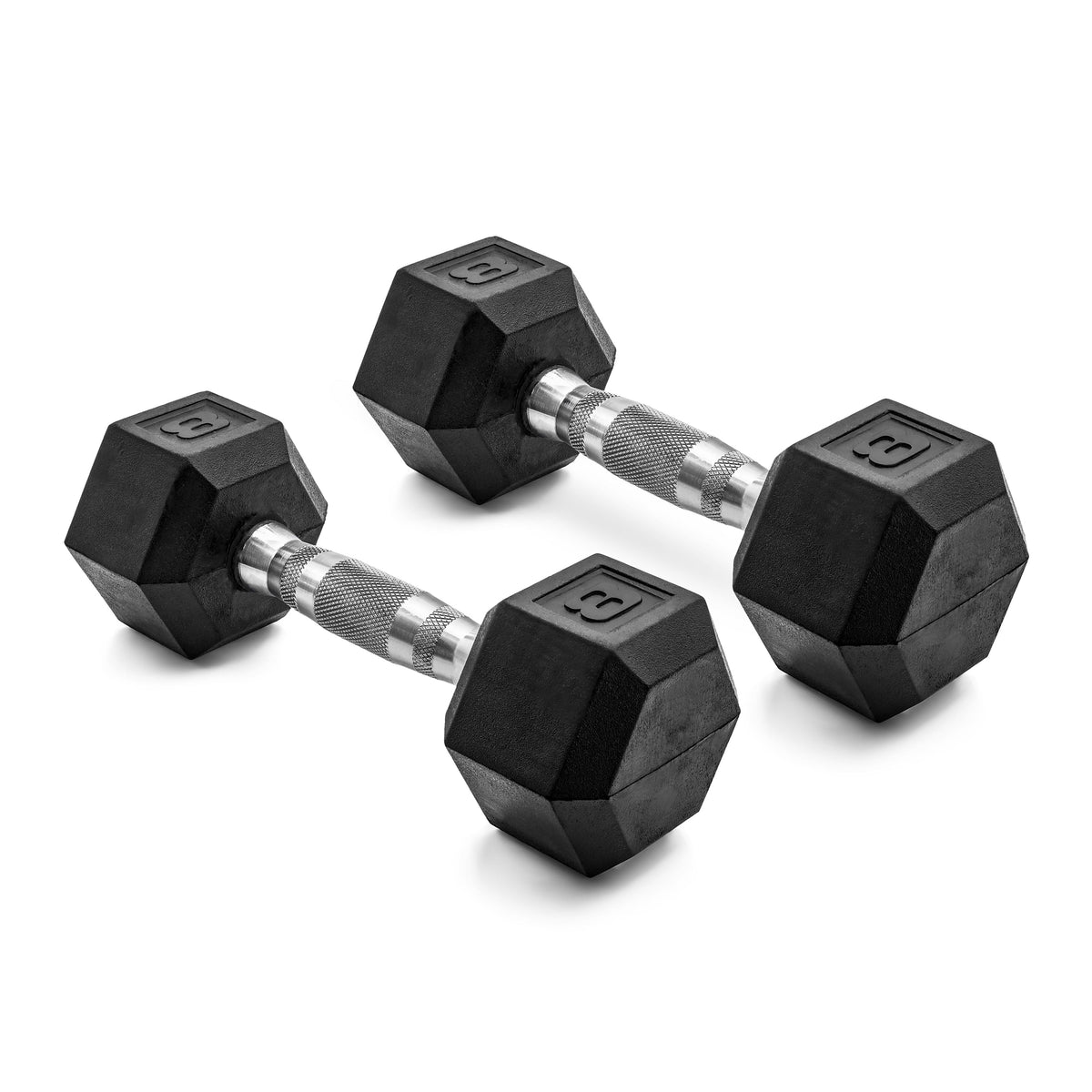 12LB Coated Rubber Hex Dumbbell Pair – Ergonomic Steel Handle
