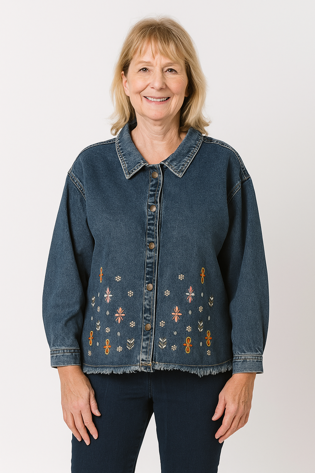 Embroidered Bloom Denim Jacket by Keren Hart