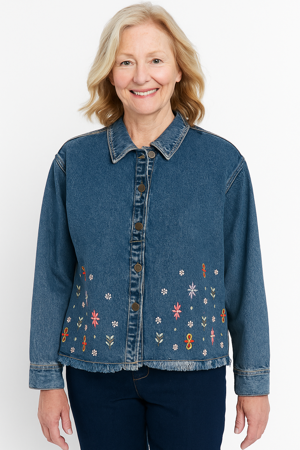 Embroidered Bloom Denim Jacket by Keren Hart