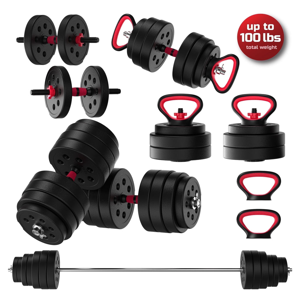 Smartbell Gym 100LB Adjustable Dumbbell & Barbell Weight Set