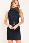DEEP INDIGO POISE DENIM MINI DRESS