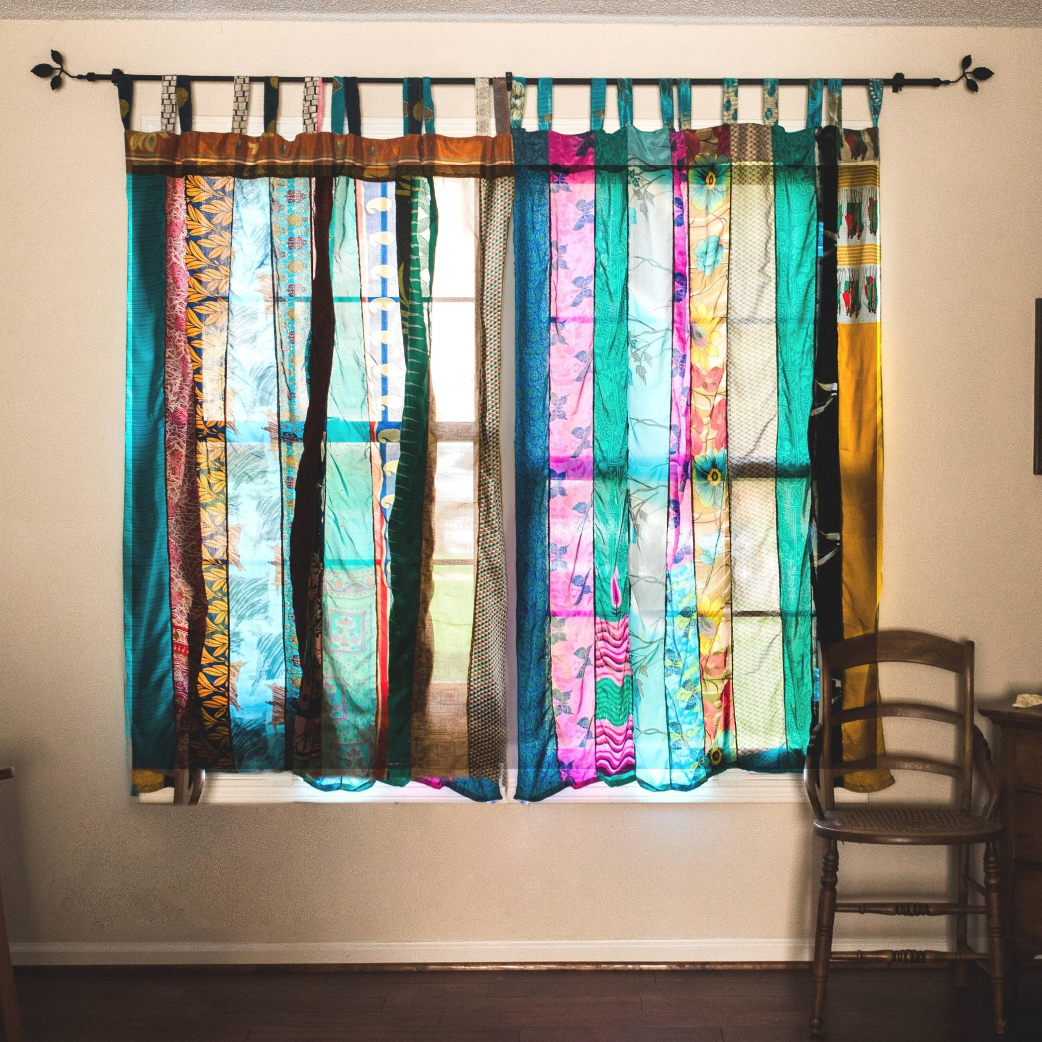 Rainbow Oasis Drapes – Upcycled Boho Curtains