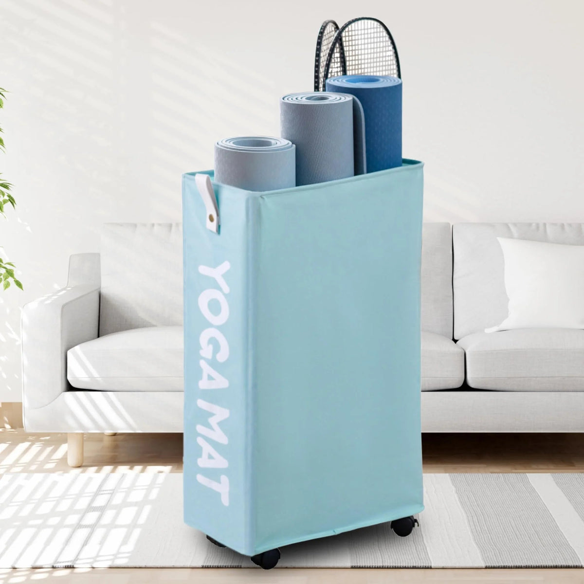 Yoga Mat Storage Rack – 27" Rolling Organizer with Wheels