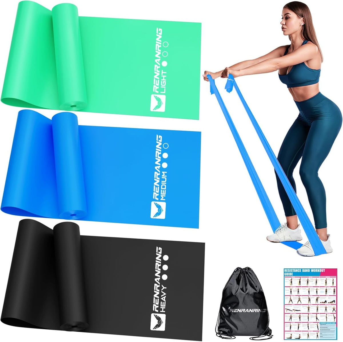 Resistance Bands Set – Exercise Bands for Pilates, Yoga & Therapy