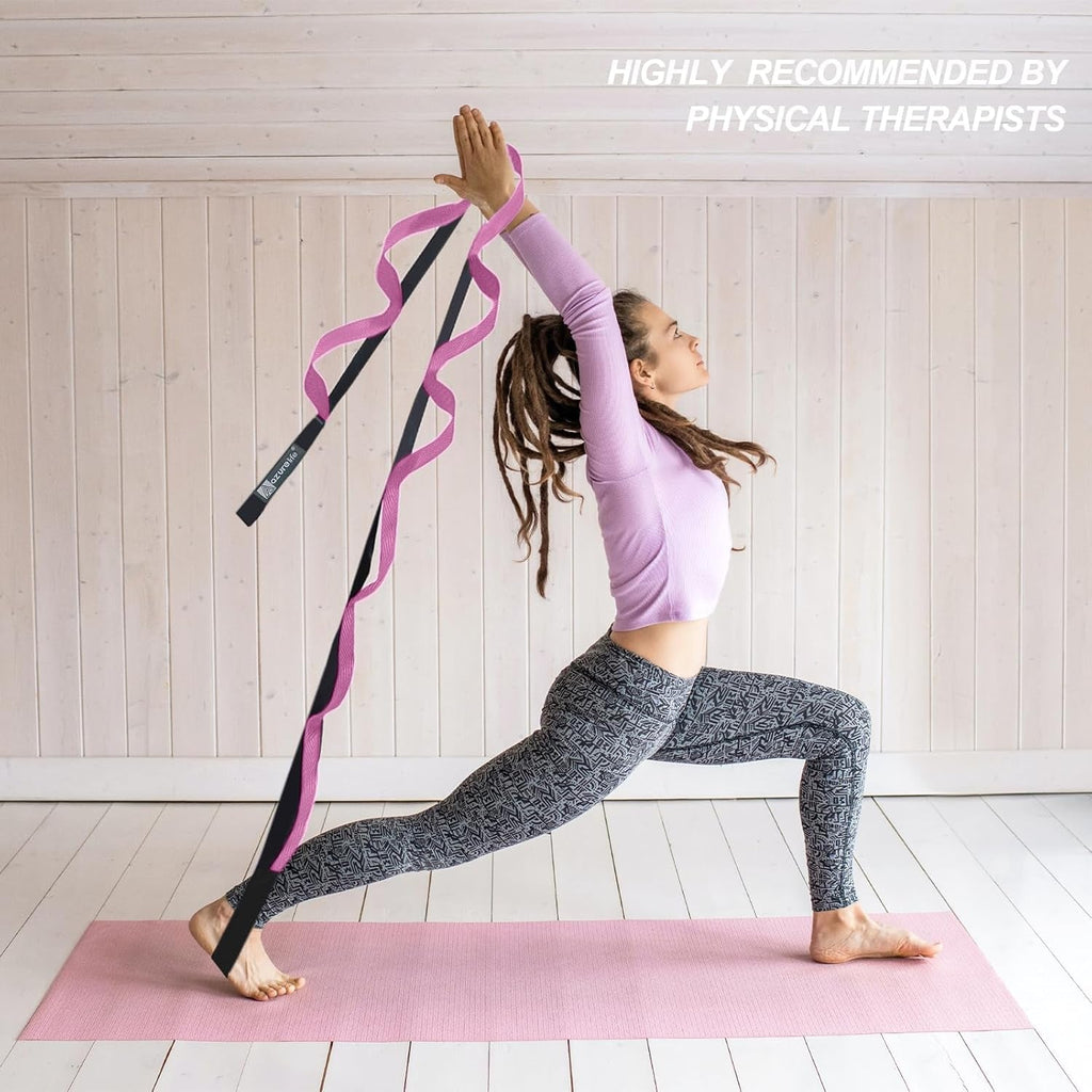 Premium Durable Stretch Straps with Loops, Stretching Strap for Physical Therapy, Multi-Loop Yoga Strap Fitness Exercise Strap for Yoga, Pilates, Dance, Flexibility&Exercise