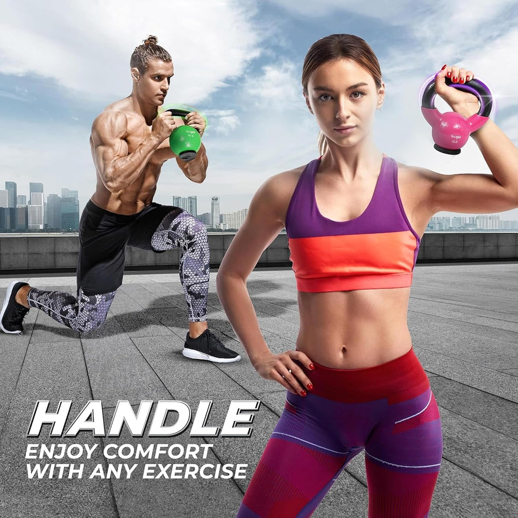 Yes4All Kettlebells with Rubber Base – 10–65LB Strength Set
