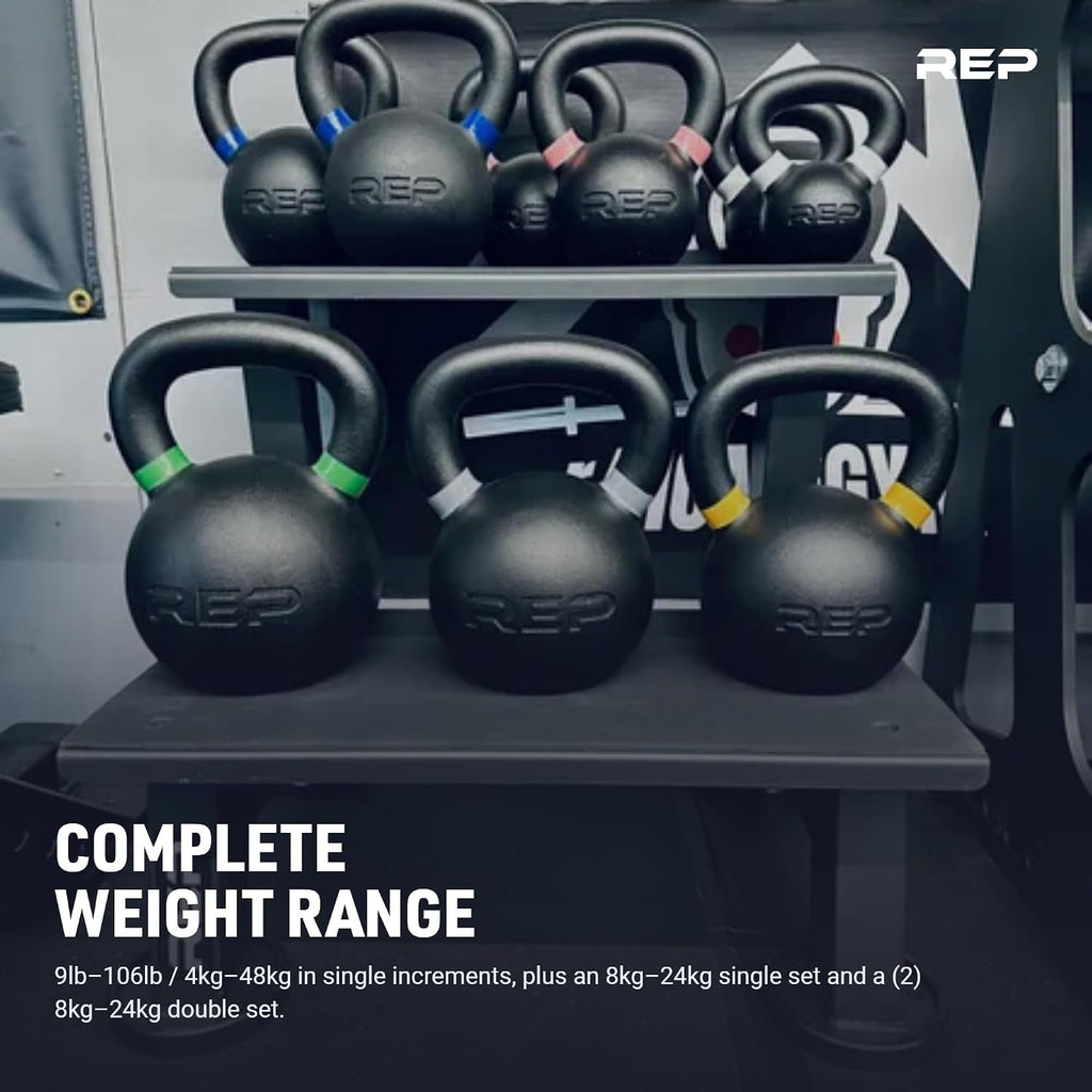 Cast Iron Kettlebell Set – 4–24kg, 9–53LB Weight Range