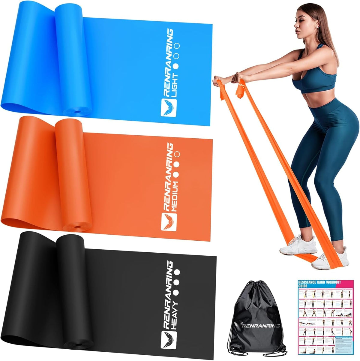 Resistance Bands Set – Exercise Bands for Pilates, Yoga & Therapy