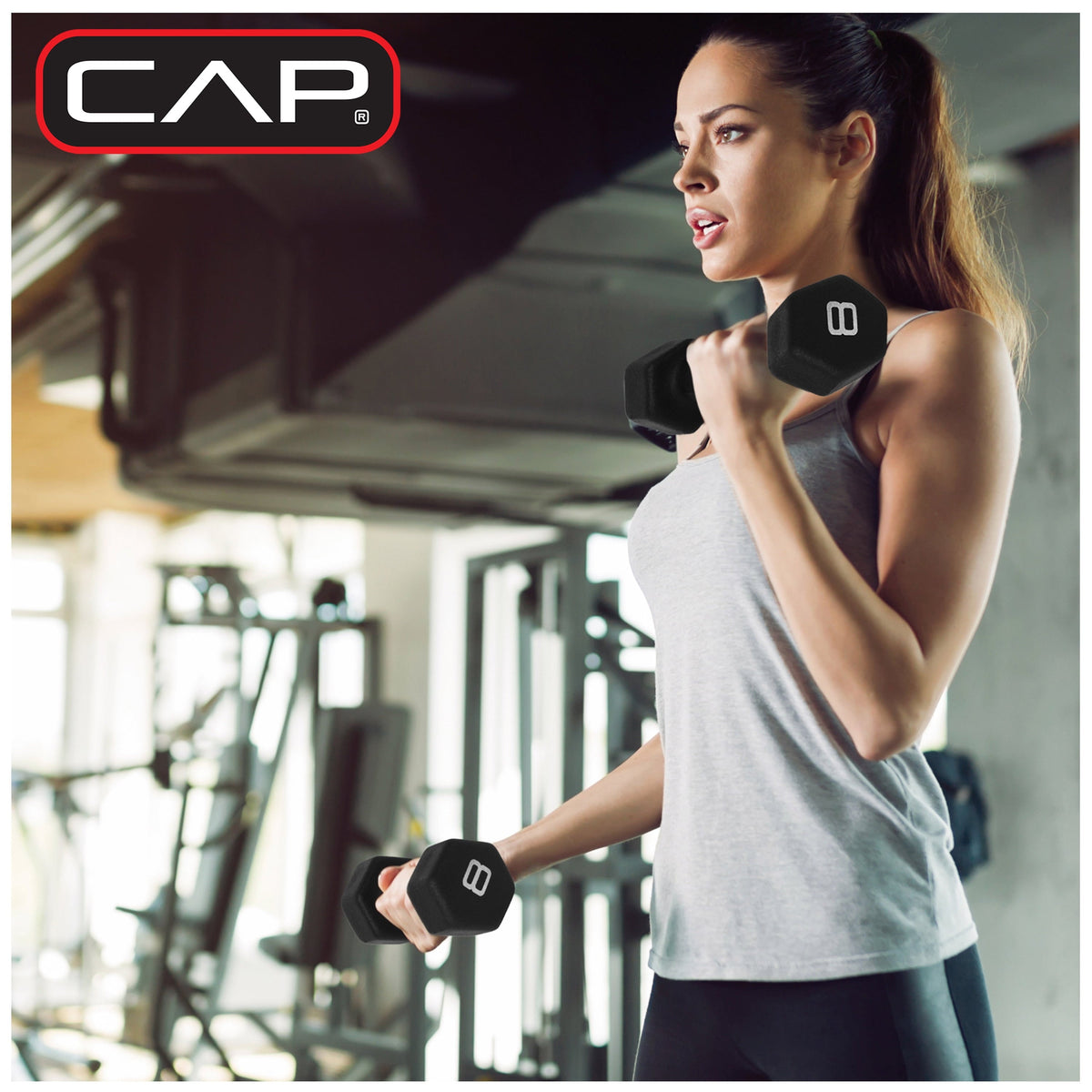 32LB Neoprene Dumbbell Set with Rack – Black