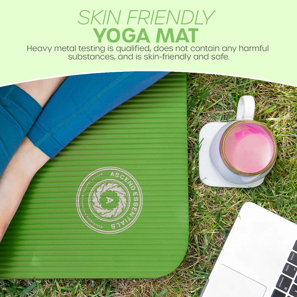 10mm Yoga Mat – Non-Slip Pilates & Fitness Mat with Carry Strap