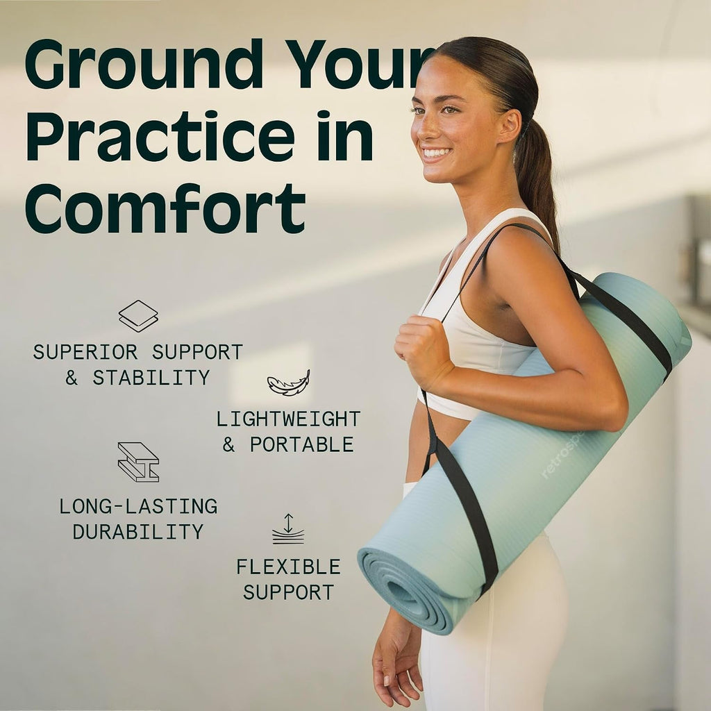 Retrospec Solana Yoga Mat – 1/2" Thick Non-Slip 72×24" Mat