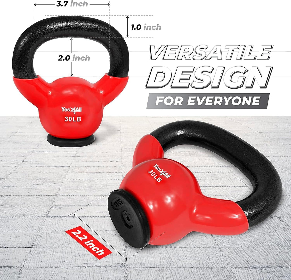 Yes4All Kettlebells with Rubber Base – 10–65LB Strength Set