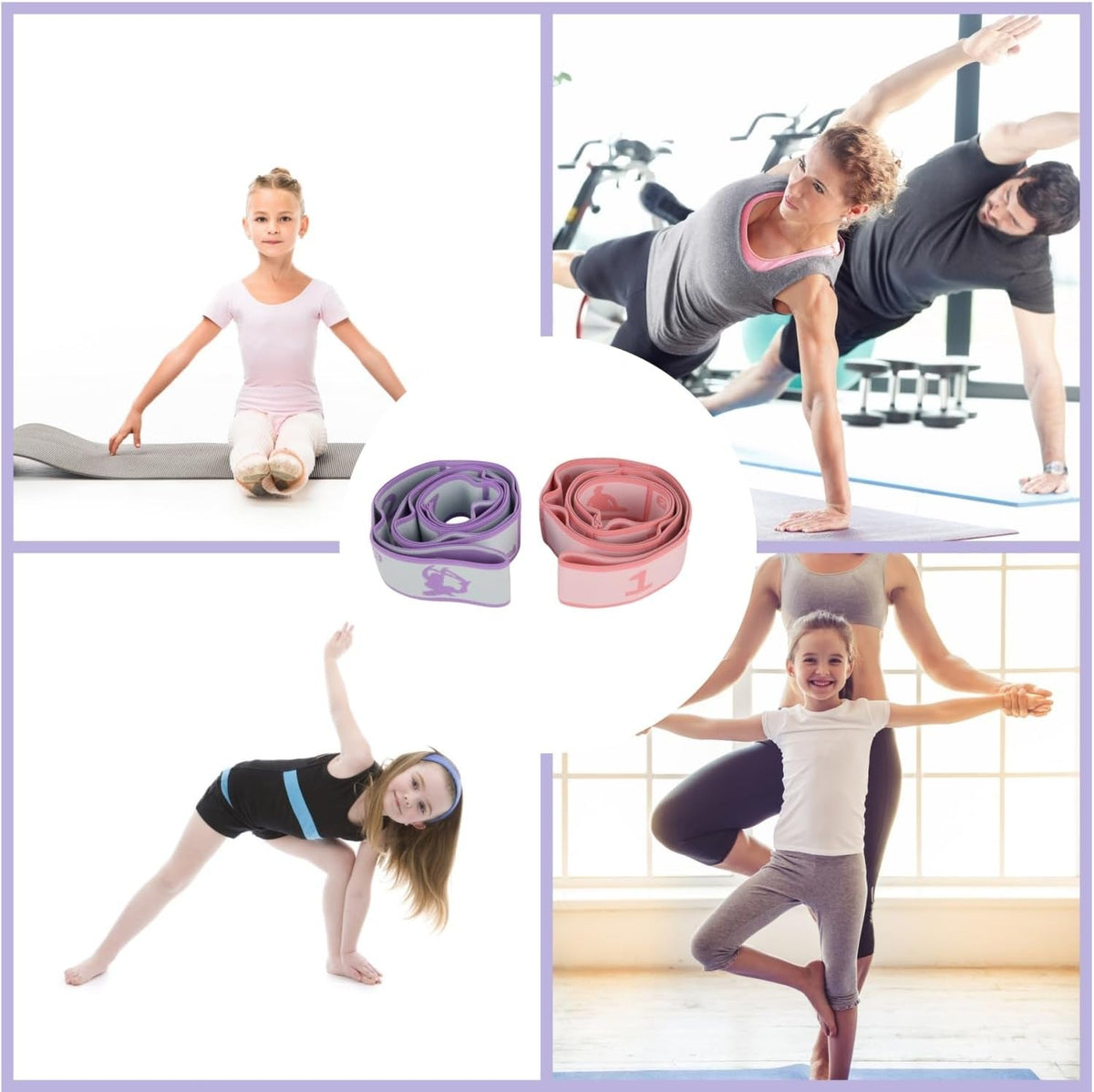 Elastic Yoga Stretching Strap with Loops – Pilates & Flexibility