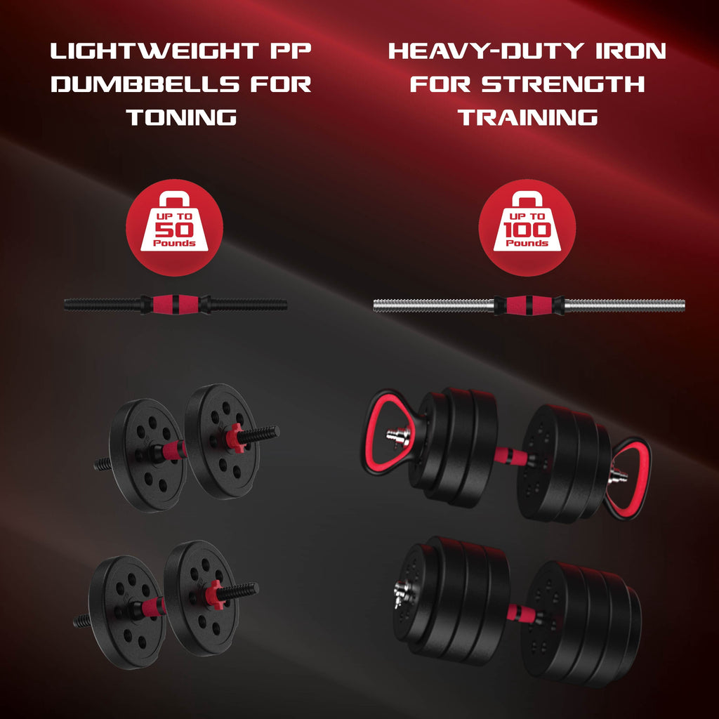 Smartbell Gym 100LB Adjustable Dumbbell & Barbell Weight Set