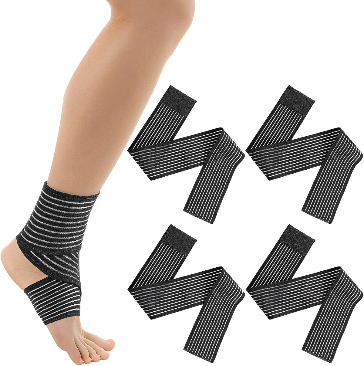 Compression Leg Wraps 2-Pack – 71" Elastic Bandages, Black