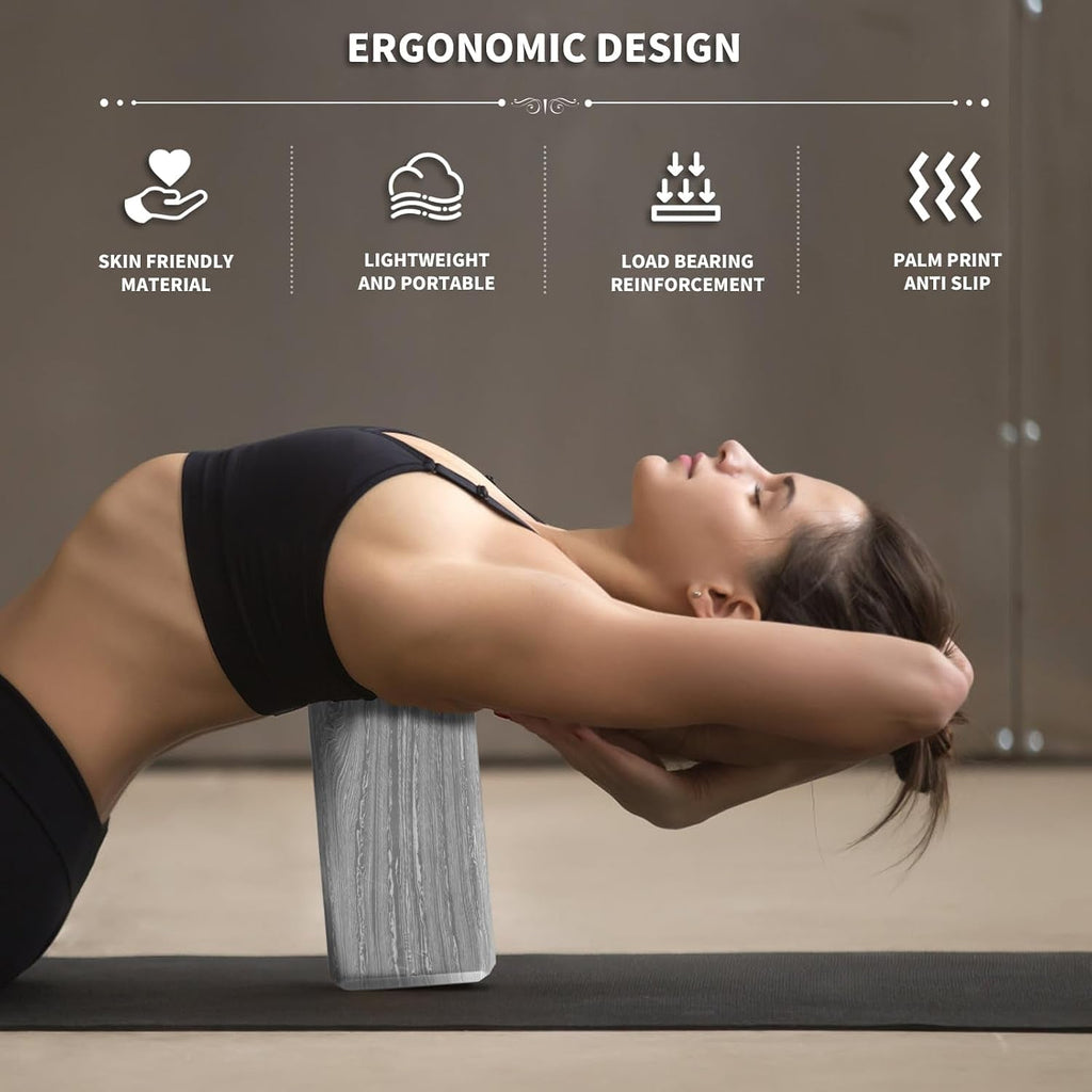 Yoga Blocks 2-Pack – High-Density Non-Slip EVA Foam, 9×6×3"