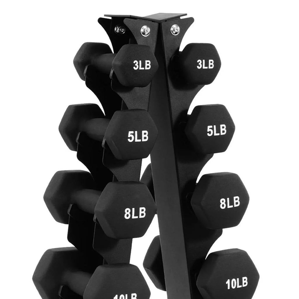BalanceFrom 110LB Neoprene Dumbbell Set with Stand – 10 Pairs