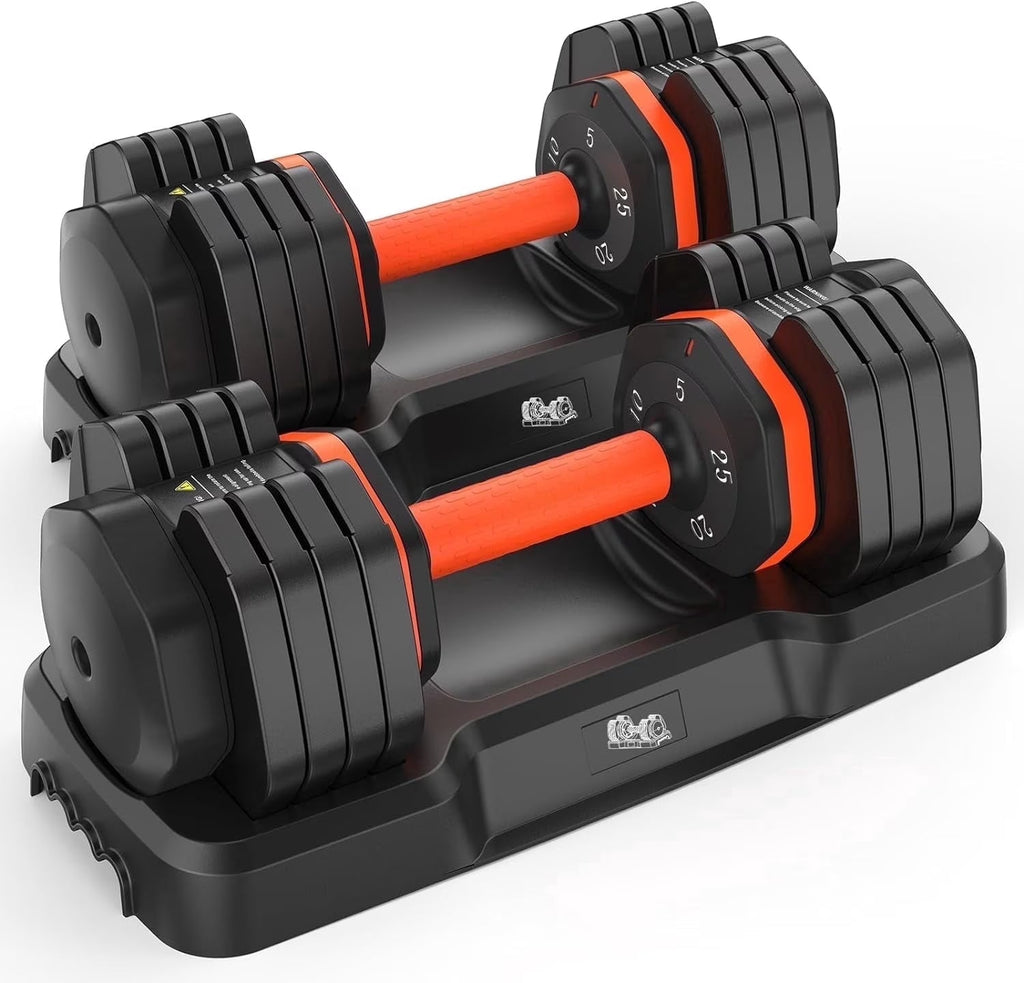 Adjustable Dumbbells 25LB Pair – 5-in-1, 5–25LB Weights