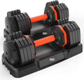 Adjustable Dumbbells 25LB Pair – 5-in-1, 5–25LB Weights