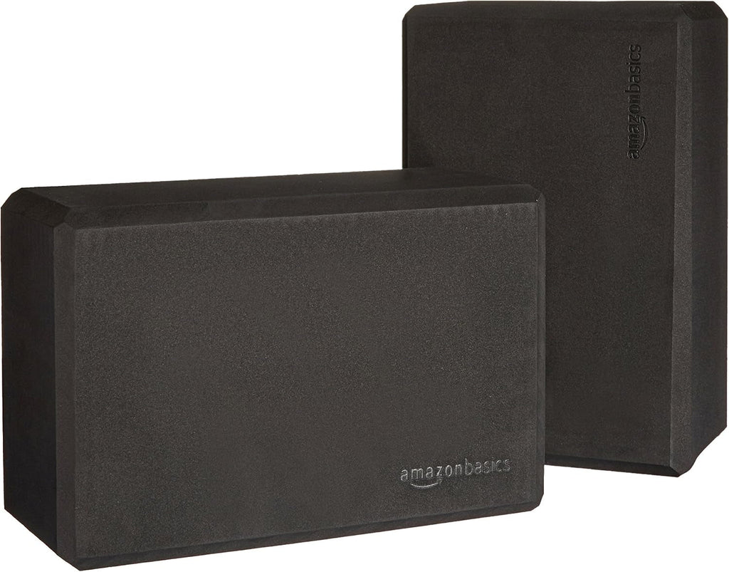 Non-Slip Yoga Blocks Set of 2 – 4×9×6" Black EVA Foam