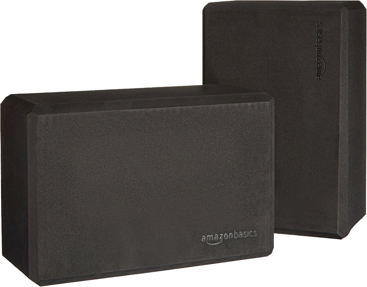 Non-Slip Yoga Blocks Set of 2 – 4×9×6" Black EVA Foam
