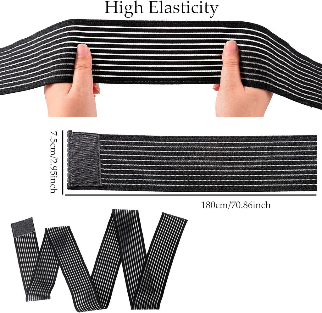 Compression Leg Wraps 2-Pack – 71" Elastic Bandages, Black