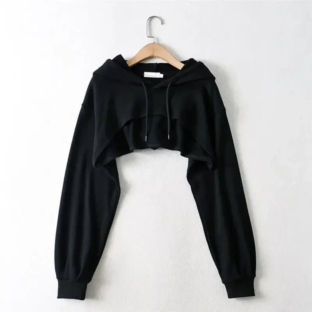 Cropped Hoodie with Raw Hem