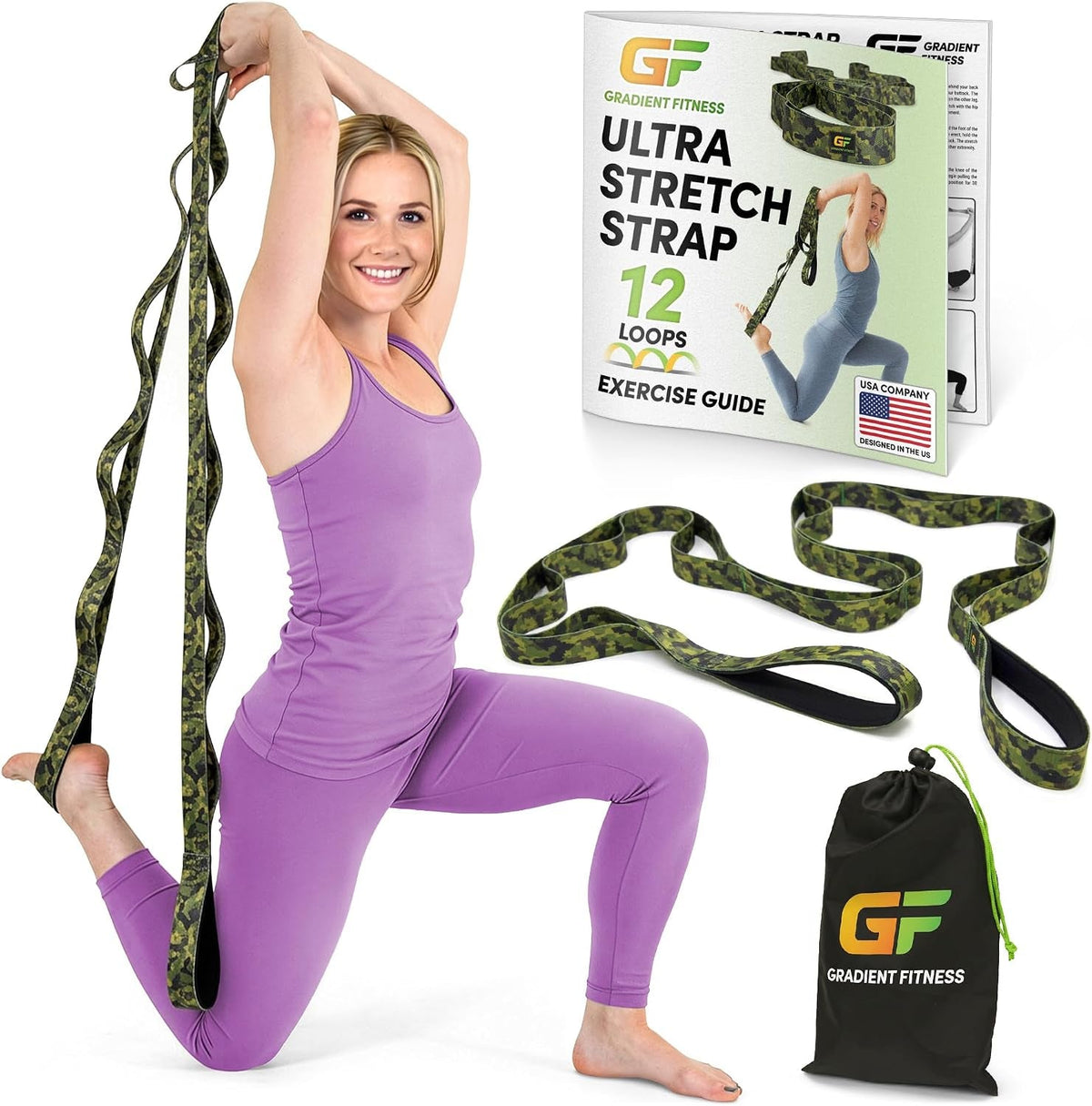 Physical Therapy Stretch Strap – 12 Loops, 1.5-Inch Wide