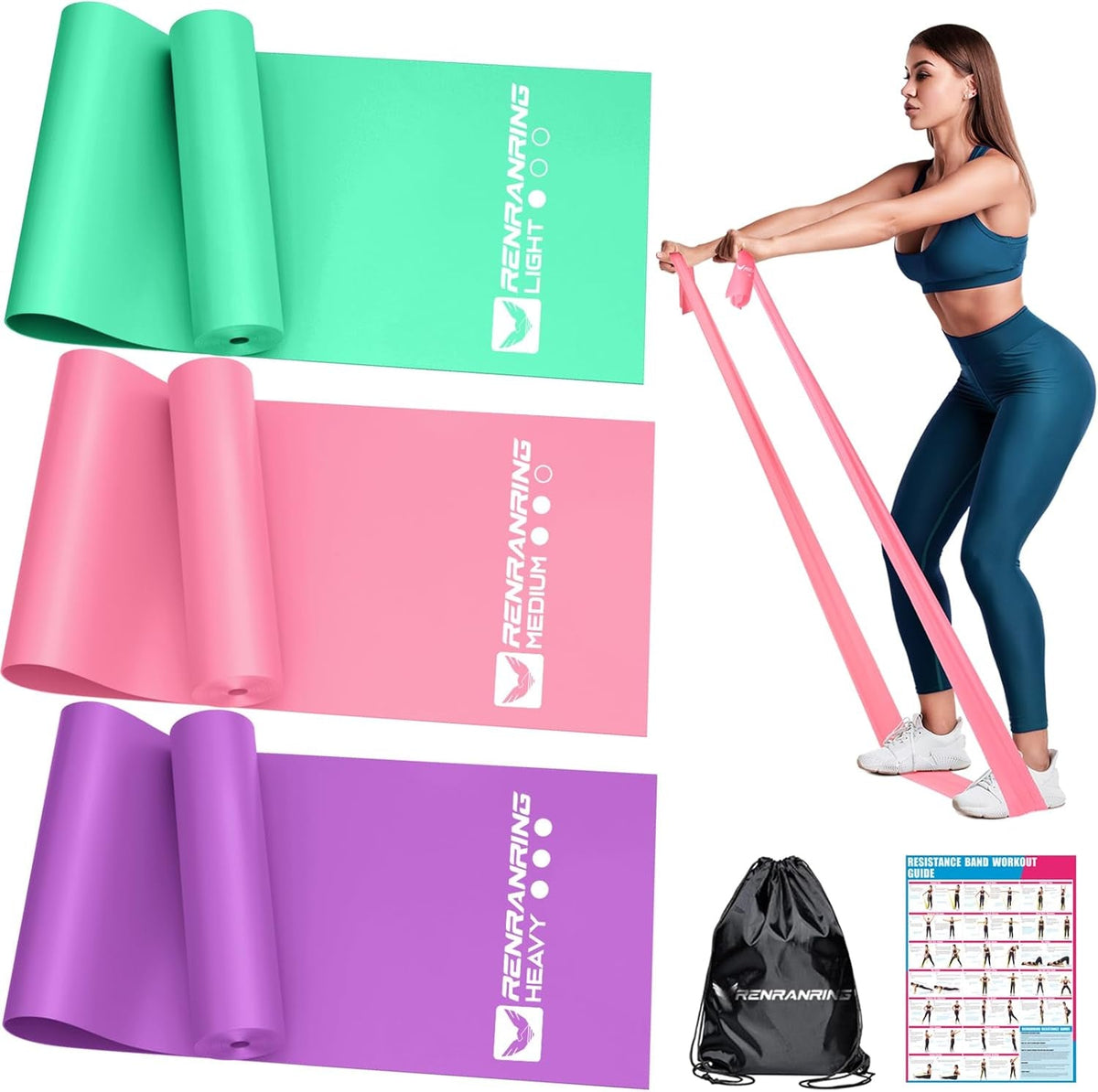 Resistance Bands Set – Exercise Bands for Pilates, Yoga & Therapy