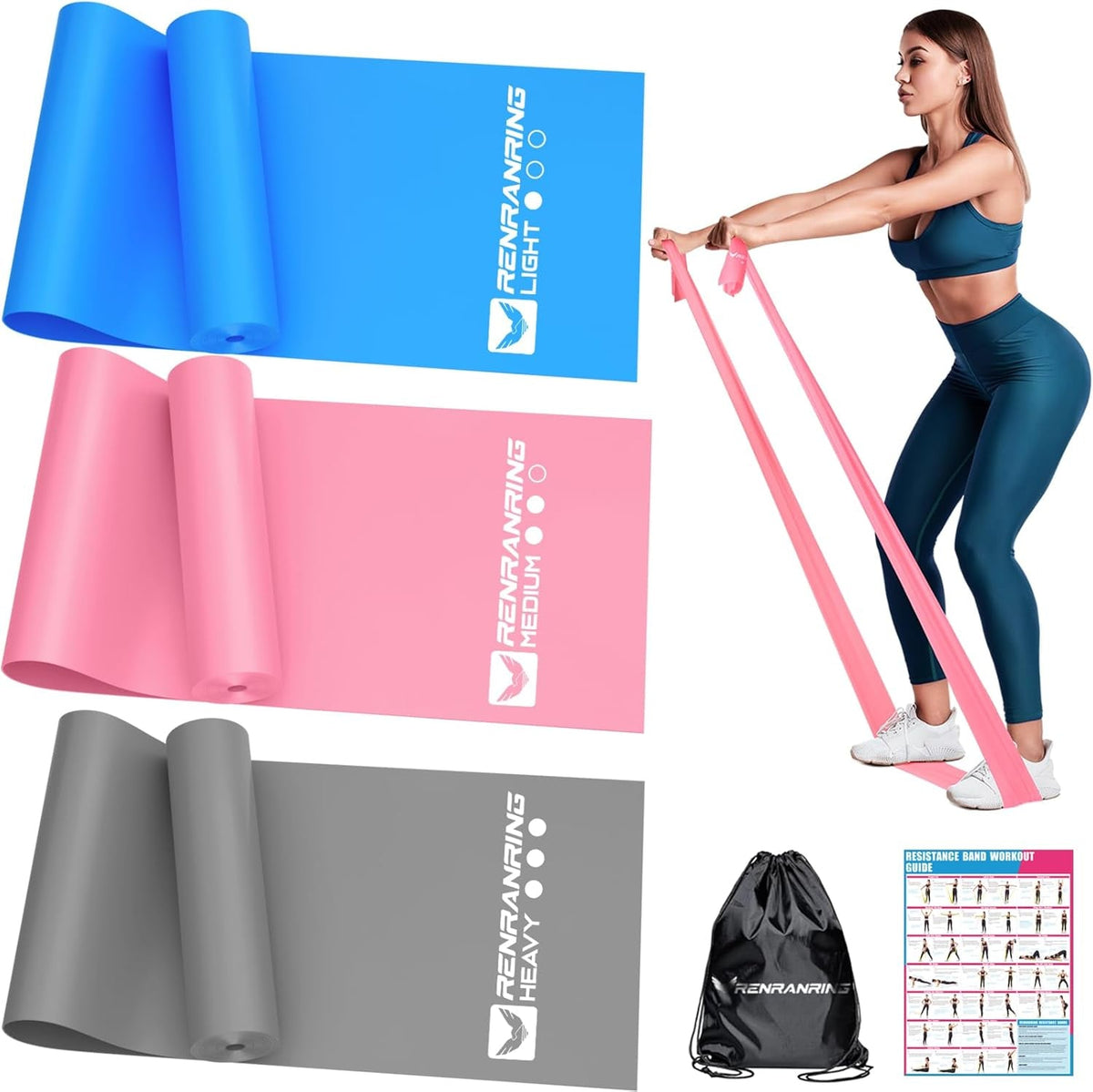 Resistance Bands Set – Exercise Bands for Pilates, Yoga & Therapy