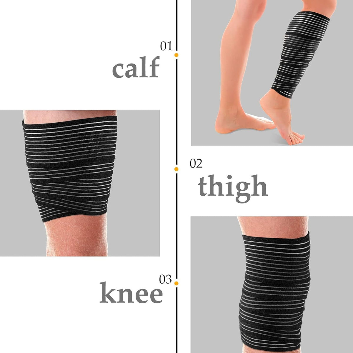 Compression Leg Wraps 2-Pack – 71" Elastic Bandages, Black