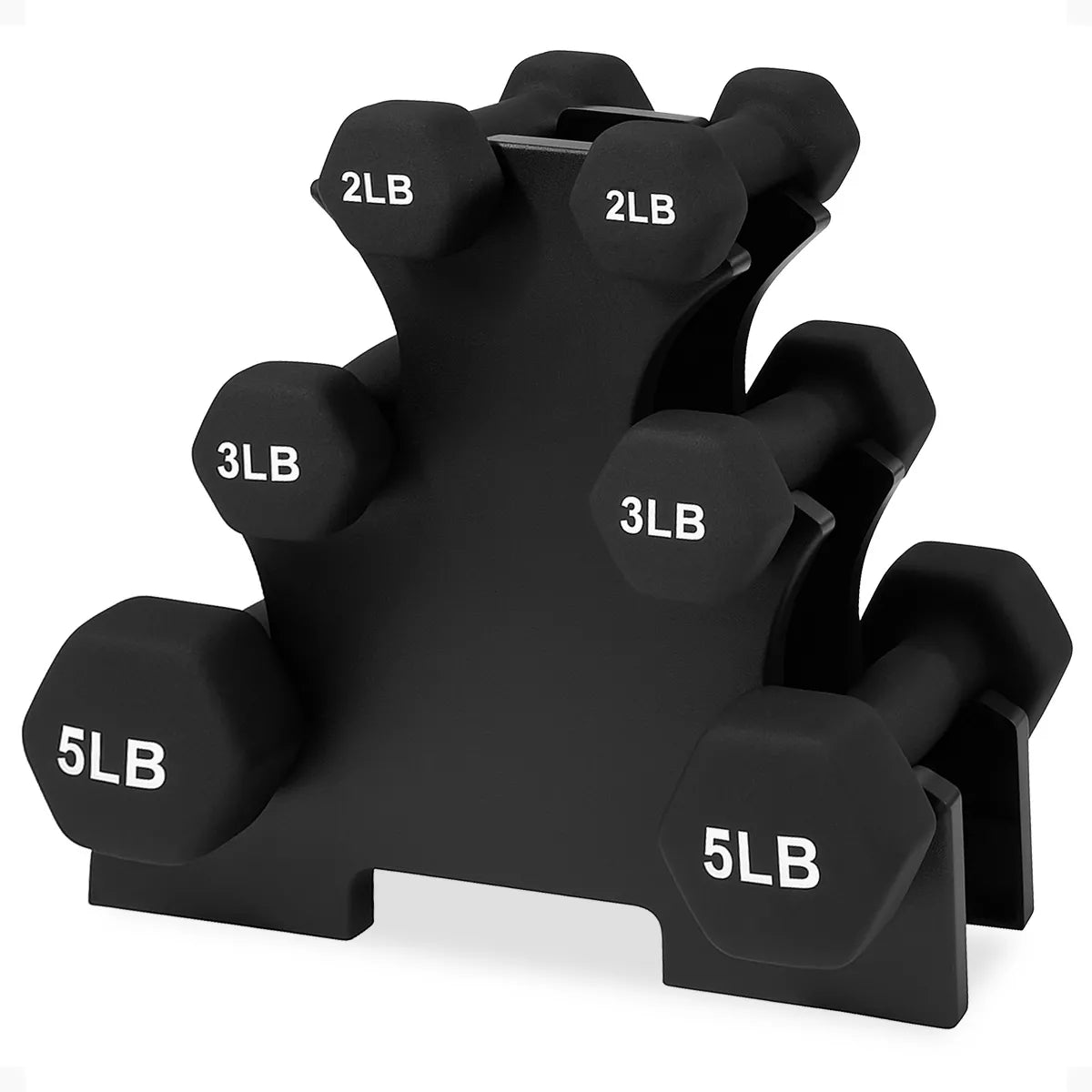 BalanceFrom 110LB Neoprene Dumbbell Set with Stand – 10 Pairs