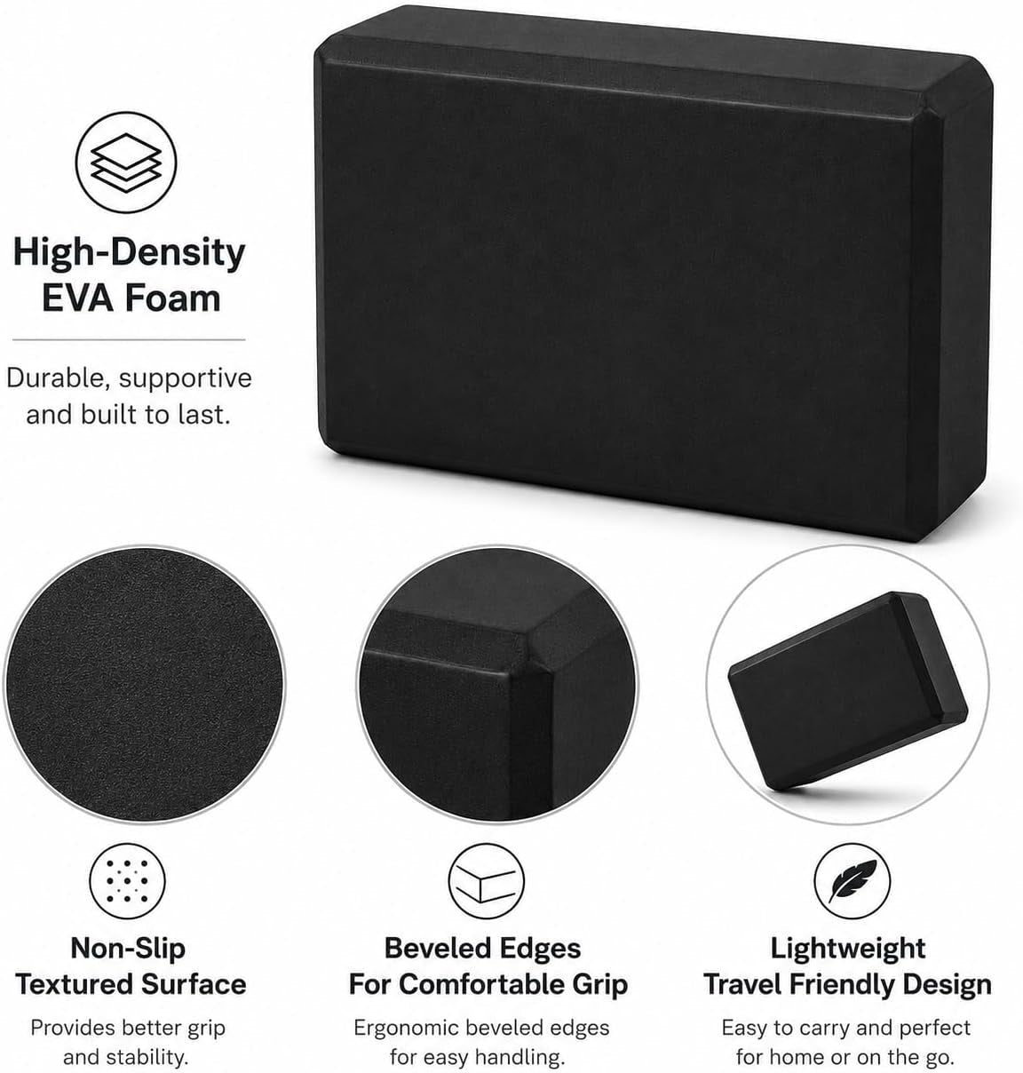 Yoga Blocks 2-Pack – Non-Slip Fitness & Pilates Blocks for Stretching