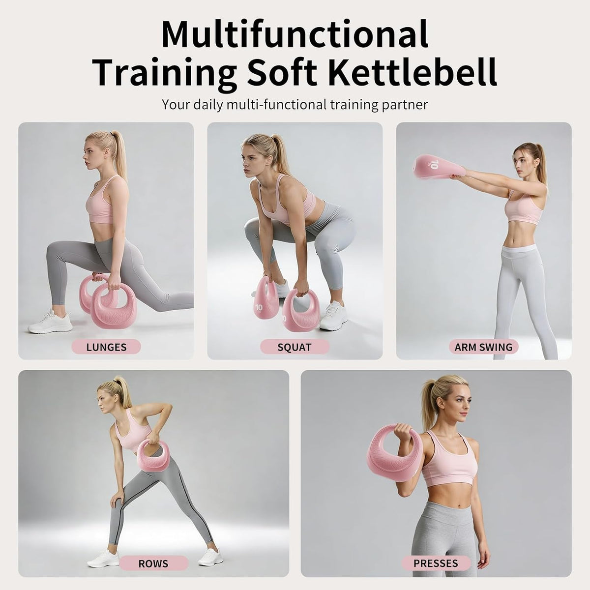 Soft Kettlebell – Anti-Slip Grip, 6/10/15LB Strength Training