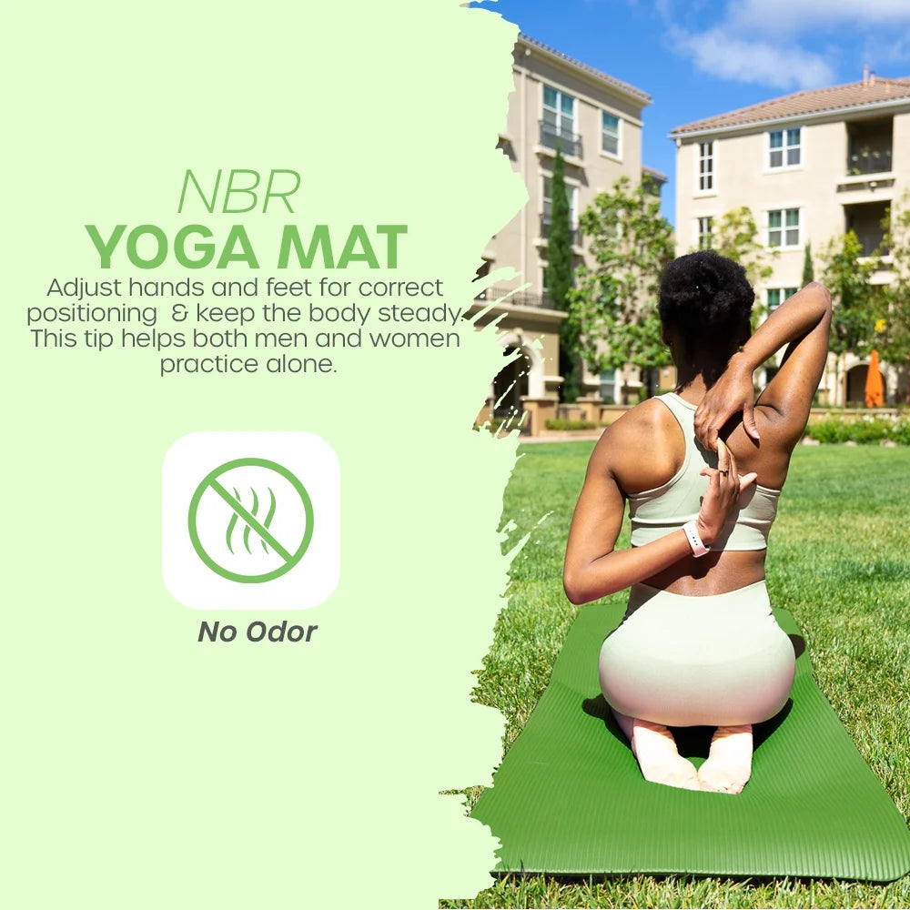 10mm Yoga Mat – Non-Slip Pilates & Fitness Mat with Carry Strap