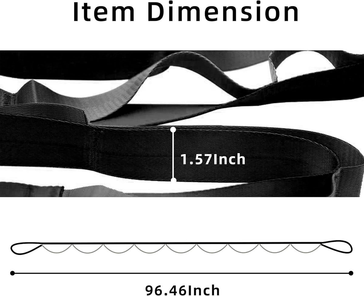 Yoga Stretching Strap with 12 Loops & Poster – Pilates & Gymnastics