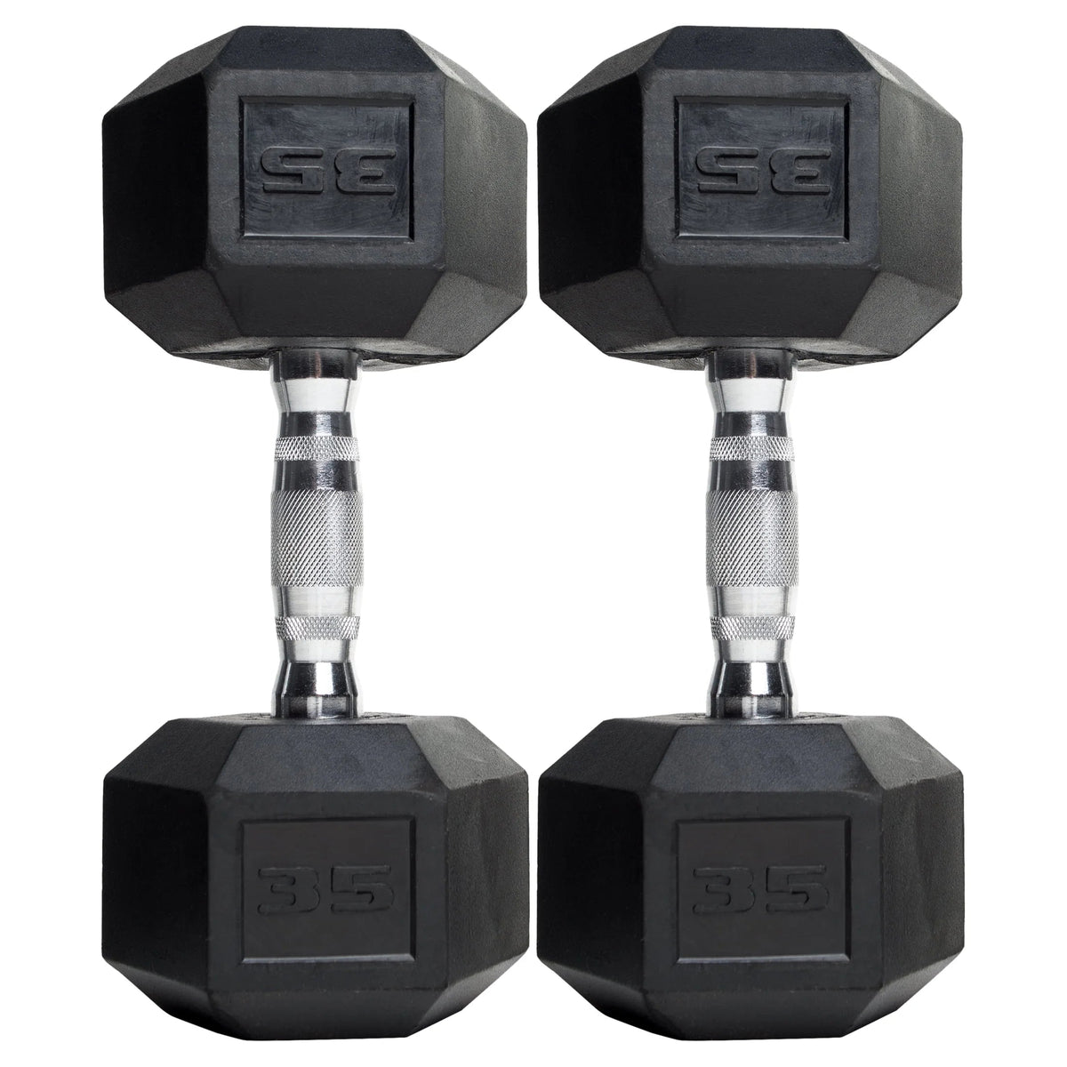 12LB Coated Rubber Hex Dumbbell Pair – Ergonomic Steel Handle