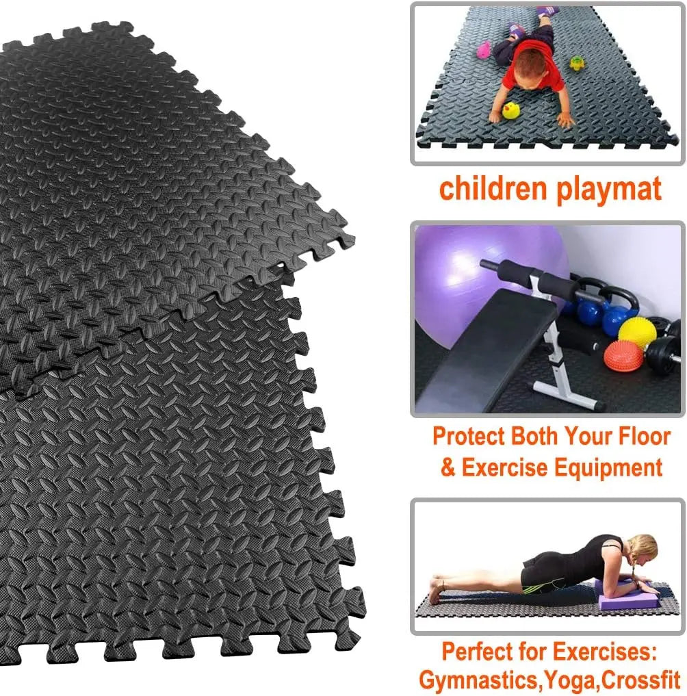 EVA Puzzle Fitness Mat – Interlocking Non-Slip Foam Floor Tiles
