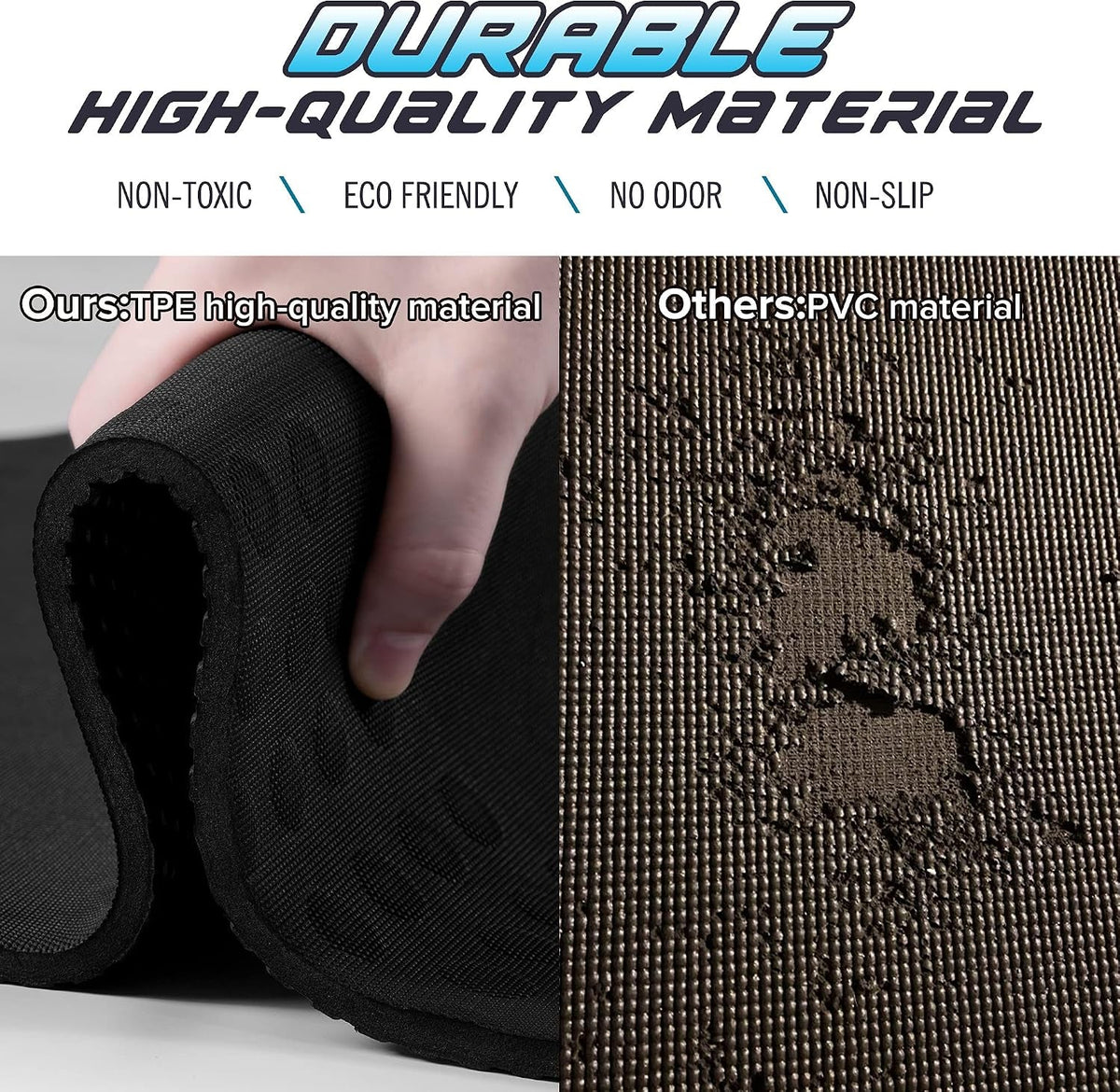 JELS Extra-Thick TPE Yoga Mat – 2/5" Non-Slip 72×26" with Strap