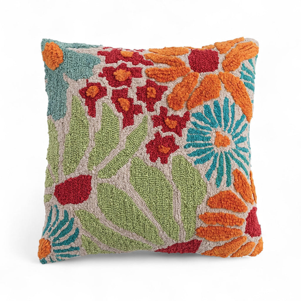 Vibrant Square Tufted Floral Throw Pillow | Indoor & Outdoor